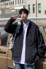 克莱因蓝防晒衣纯色男士夏季薄款连帽速干户外透气空板防晒衣光板，男装防晒衣，电商A409-1