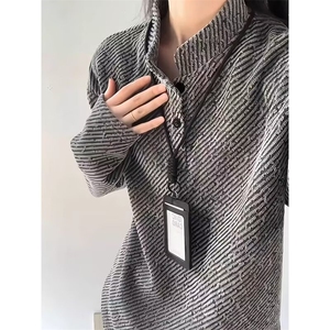 1506-1/WX33631/P49冬新款毛衣美式复古休闲慵懒风V领针织衫男图片
