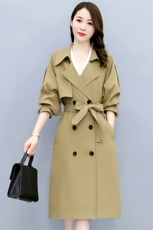 现货2023春季时尚简约大方气质优雅收腰休闲修身百搭潮流风衣外套，女装风衣，三木叶子