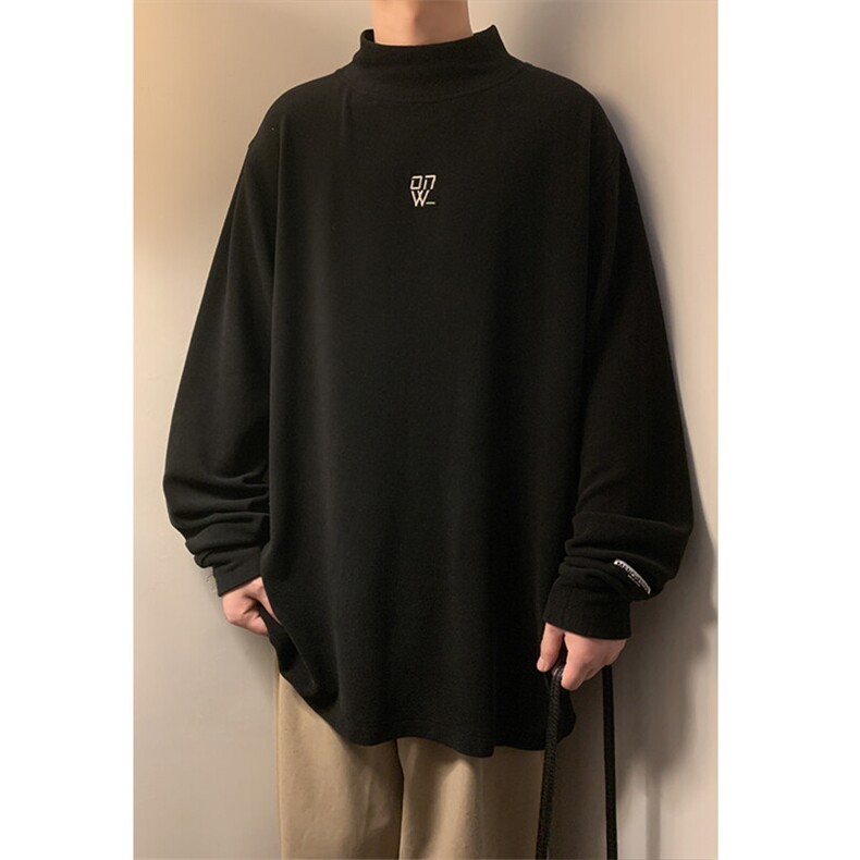 2024冬季新款港风黄墙大码半高领绣花德绒M-5XHT24869-特P25,男装T恤,电商A022