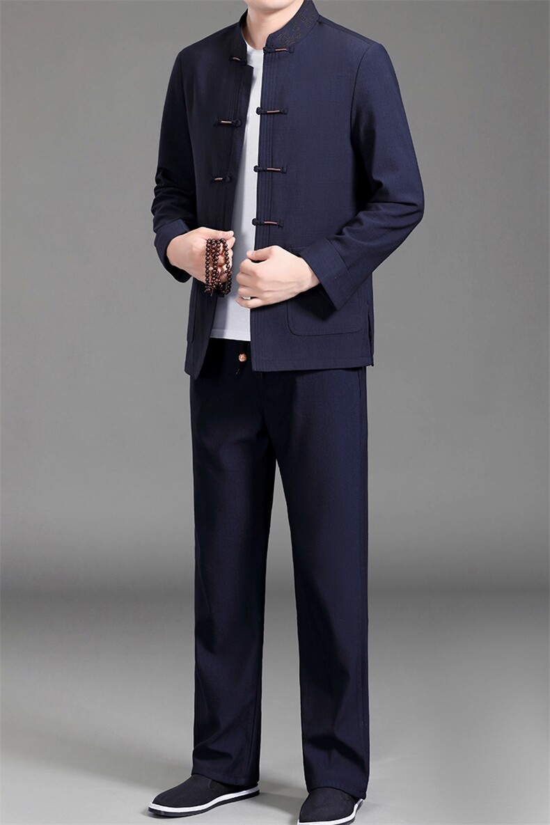 BAMJ-7108钱塘2020-2中老年男士春季唐装休闲套装量大价优P153,男装休闲套装,钱塘207-2