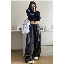 美式复古工装三条杠休闲裤女新款高腰显瘦直筒阔腿运动裤子潮ins，男装工装外套，星座506A