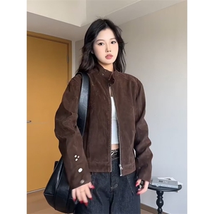 26@美式复古哈灵顿灯芯绒夹克阿美咔叽立领拉链外套Y1038-P78网图图片
