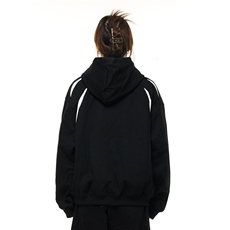 美式拼接撞色连帽卫衣男女潮宽松休闲百搭情侣帽衫外套WYK61P48，女装短外套，星座1013-5