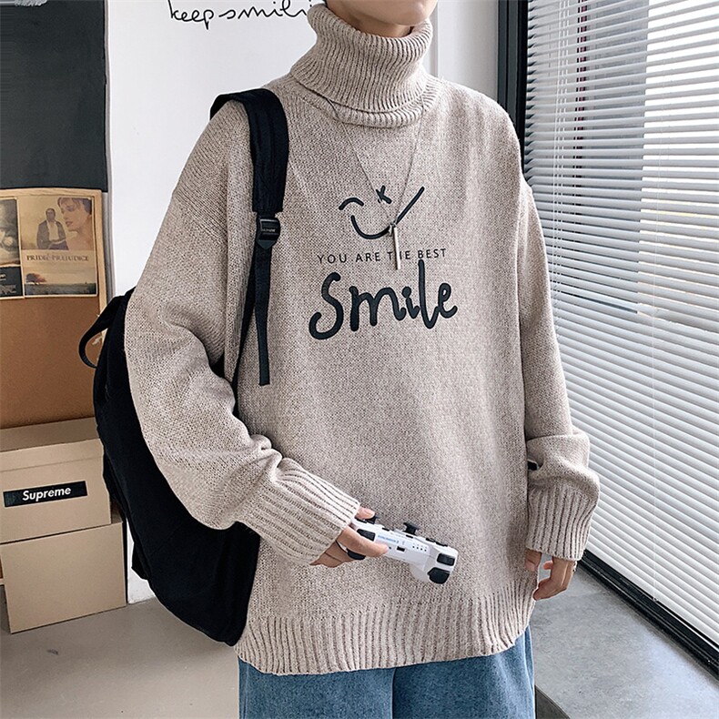 ！冬季高领毛衣男潮流印花百搭针织衫韩版毛线衣GM605P55，男装针织衫/毛衣，电商B220