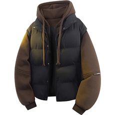 立体新款冬季羽绒棉服棉袄连帽假两件韩版宽松外套A436-2511-P85，男装棉衣，电商A436
