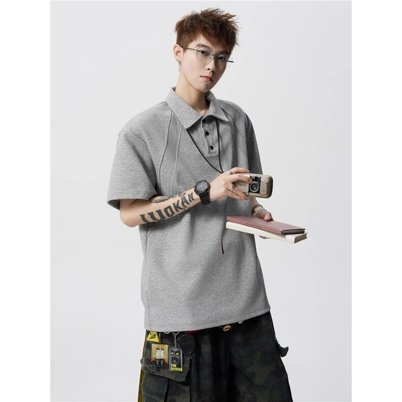 美式正肩短袖polo衫男款夏季重磅衬衫翻领T恤半袖TA1104-P35,男装T恤,星座208-5