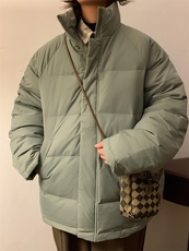 暖色大码200斤纯色白鸭绒标立领情侣男女款短款轻薄羽绒服外套，男装羽绒服，星座301D-4(原星座1004-4）
