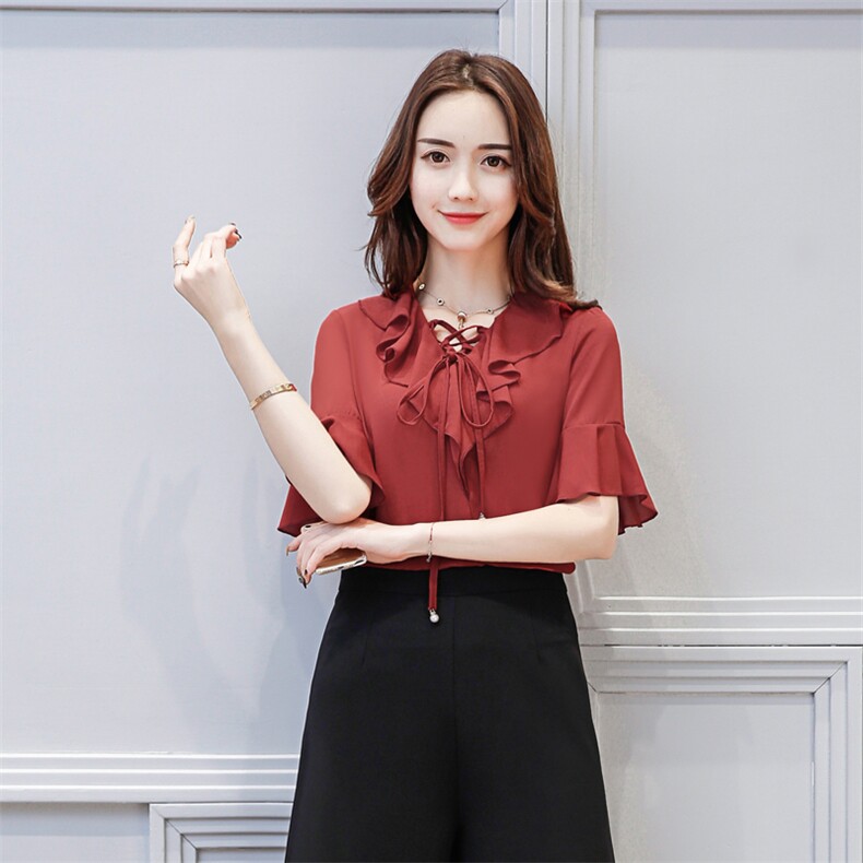 2020年夏季套头常规气质街头潮流韩版蕾丝衫/雪纺衫,女装蕾丝衫/雪纺衫,众宇琦