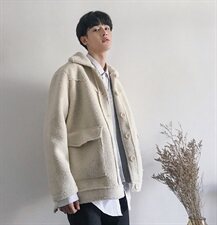 19秋冬韩版羊羔毛宽松外套短款鹿皮绒纯色加厚上衣mj227-p135，男装夹克，电商B288