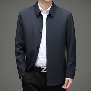 秋季男装休闲翻领夹克中老年爸爸装外套纯色上衣ZL31903-P135图片