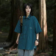 衬衫男女短袖韩版潮流文艺帅气字母2024夏季宽松ins外套CY902-P37，男装衬衫，星座412-3