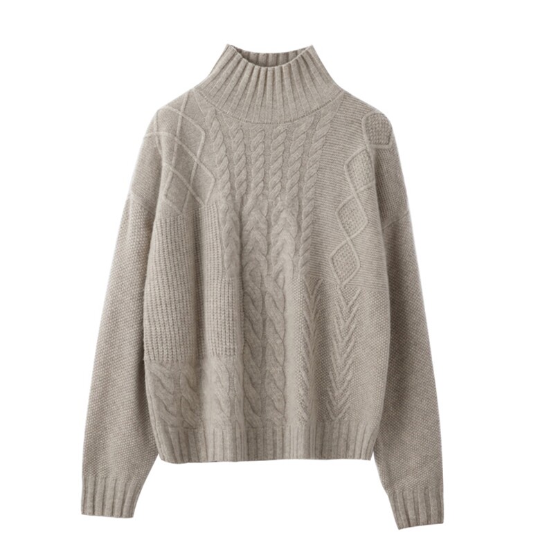 高领秋冬季新款时尚百搭简约女士套头羊毛衫，女装羊毛衫，温贝羊绒
