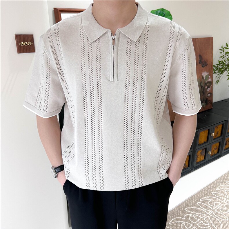 新款夏季男短袖翻领polo镂空体恤宽松版B3006-P58，男装针织衫/毛衣，星座1012-1