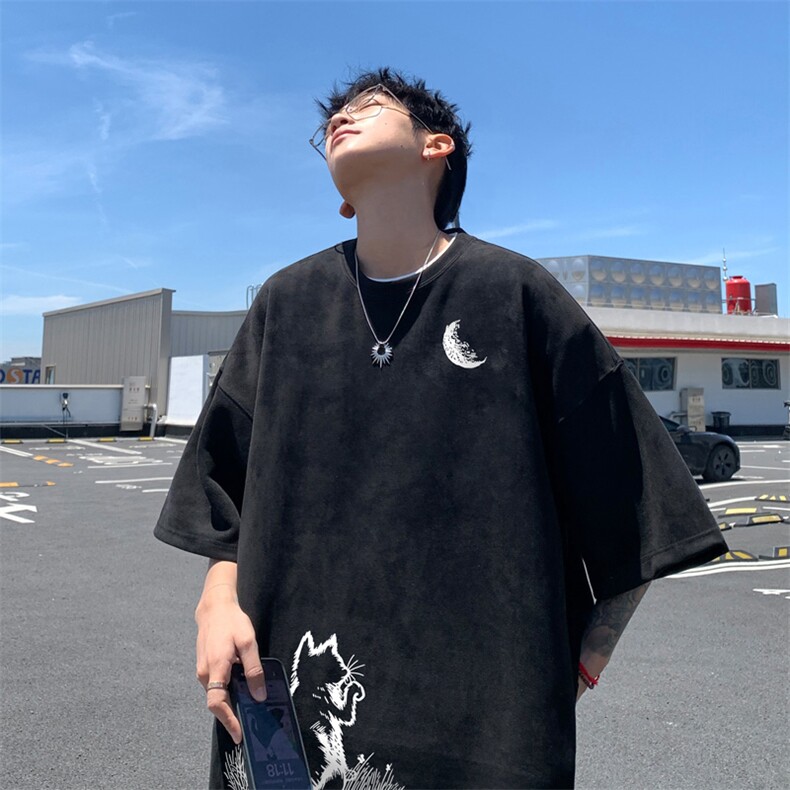 量大优供视频重磅麂皮绒短袖t恤男JT545-特p19,男装T恤,电商B371