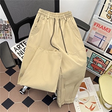 复古水洗大口袋伞兵机能工装裤男款直筒廓形阔腿抽绳运动休闲裤子，男装工装外套，星座506