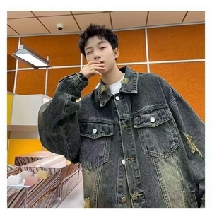 J9904-P62美式潮牌复古痞帅水洗休闲宽松牛仔外套,低调穿搭男夏季图片