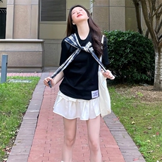 拼接格子布装饰高品质260克双纱纯棉美式高街短袖T恤特P35，男装T恤，电商A486-1