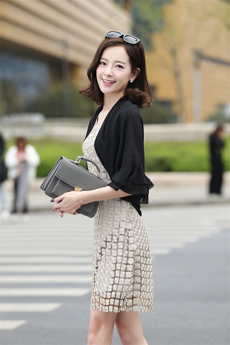 纯色百搭蝙蝠袖2022年夏季五分袖开衫短外套,女装短外套,婵米儿