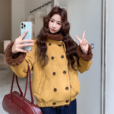 皮毛一体羊羔毛外套2C317A-8537-P205-K308，女装短外套，2C317A