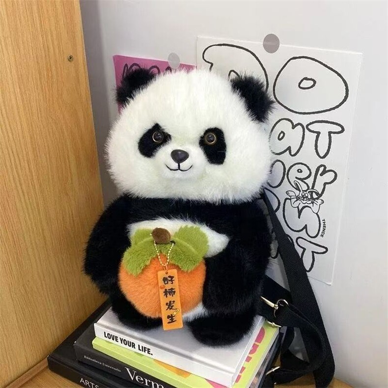 熊猫肩包好柿发生发财熊猫33厘米，张强玩具