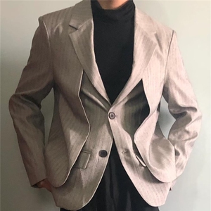 春秋千鸟格西装男外套新款男士休闲单件格子修身西服高级单西男装图片