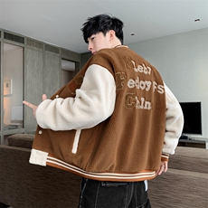 棉衣男士秋冬季羊羔绒毛外套男棉服男加厚棒球服棉袄M09-P125，男装棉衣，星座308B-1