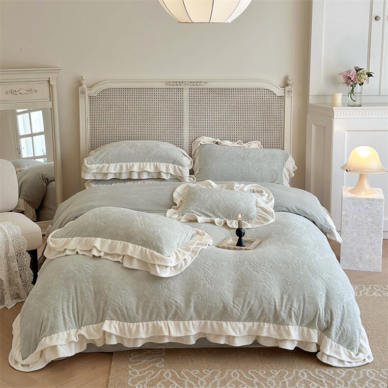 新款高克重牛奶绒浮雕提花四件套，床品套件，一起卖家纺