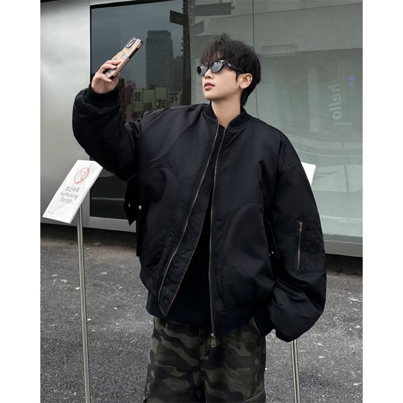 美式飞行员棉服夹克廓形军绿色工装外套秋冬夹棉棒球服M8213-P88,男装棉衣,星座1001-1