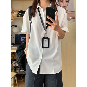 薄款冰丝短袖衬衫男简约纯色垂感休闲痞帅衬衣 CS288-P20图片