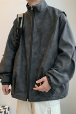 PY9099/P85新款宽松机能风磨砂皮衣皮夹克男休闲百搭痞帅上衣外套，男装夹克，电商A141