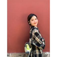 复古显白~双面慵懒格子衬衫女!秋韩系百搭宽松叠穿休闲衬衣薄外，男装衬衫，星座506A