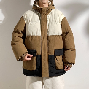 港风2025新品冬季宽松情侣装撞色棉衣棉服冬装加厚外套D008-P100图片