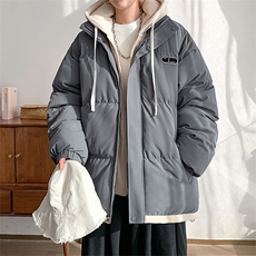 假两件棉服外套男女同款冬季宽松休闲加厚保暖棉衣情侣连帽夹克潮，男装棉衣，星座214-3
