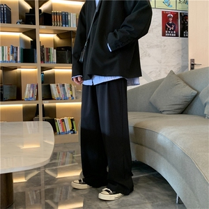K3009/P45春装港风休闲长裤男大码垂感直筒西装裤男士阔腿裤图片