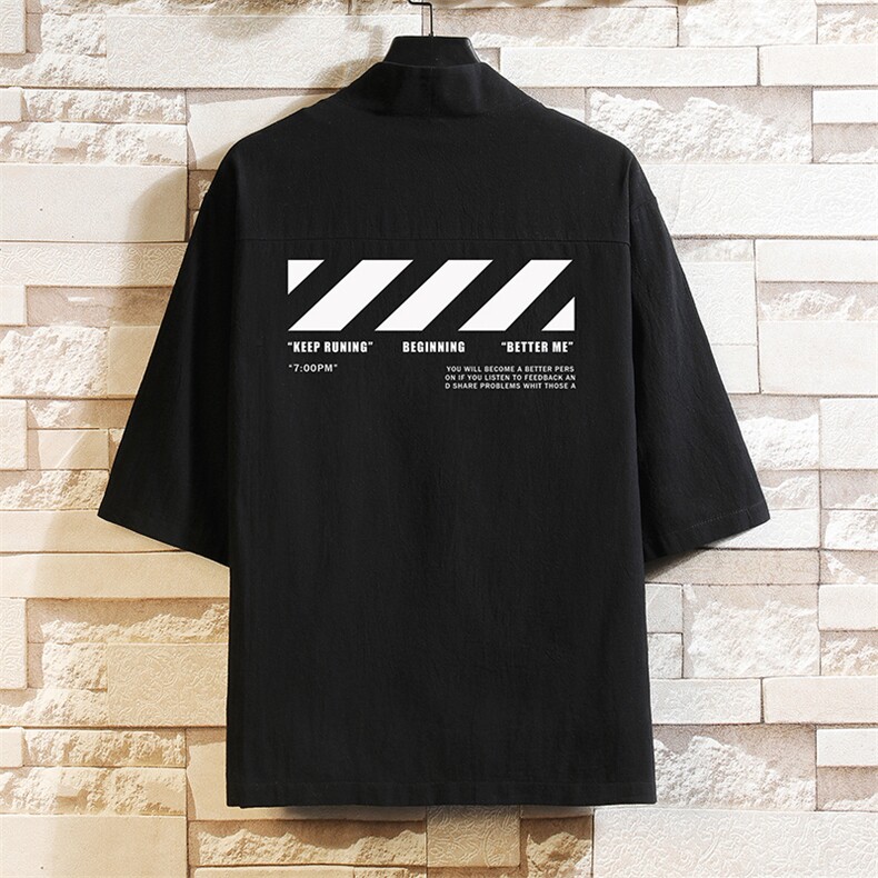 HF59128-P40风汉服男开衫外套七分袖道袍砖墙挂拍,男装民族服装,电商A040A