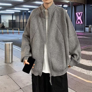 双拉链针织开衫男女韩版潮流宽松2024秋冬ins毛衣外套MZ443-P64图片