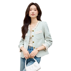 现货2025秋季新款小香风气质简约长袖短款小外套女，女装短外套，时尚风爆