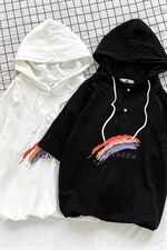 LD54126-P45连帽短袖t恤男大码胖子带帽五分袖中袖,男装T恤,电商A040