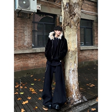 【有货】W200LL-特P100cleanfit黑色毛绒外套男冬季高级感，男装夹克，星座1007（原301D）
