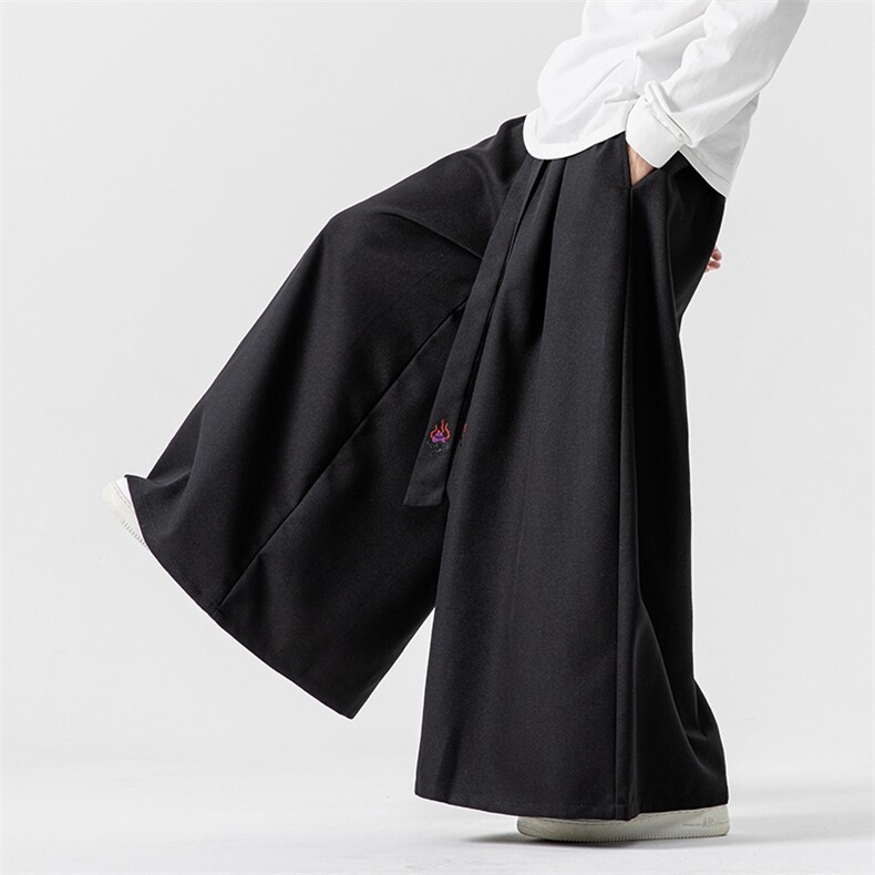秋冬风宽松休闲裙裤汉服阔腿裤宋裤新中式情侣潮K272/P75,男装民族服装,钱塘713