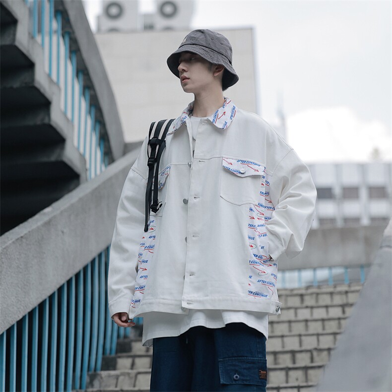 city boy街拍秋季翻领夹克男女外套港风拼接工装外套GJK222-P85图片