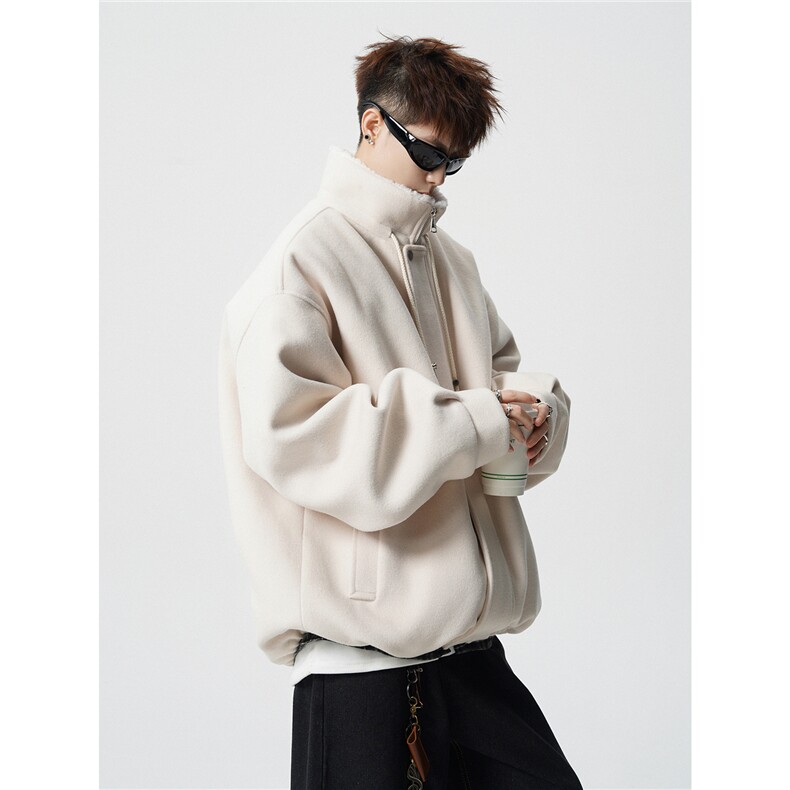 抽绳立领呢子羊羔绒内胆棉衣宽松加厚保暖抗寒棉服A170-N65-P125,男装棉衣,电商A170