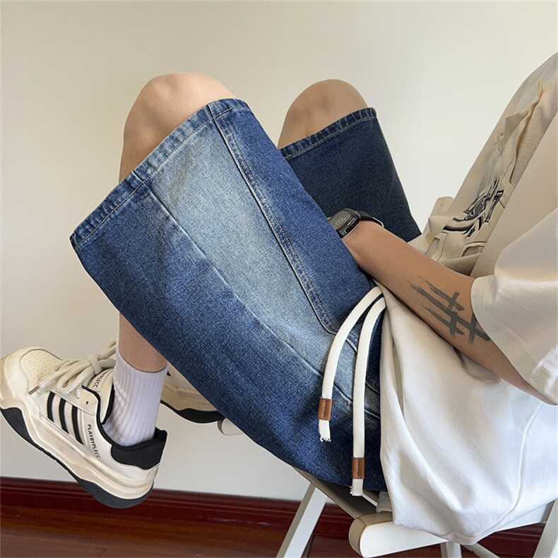 夏季拼接牛仔裤男直筒五分裤,男装牛仔裤,电商B369（原A024）