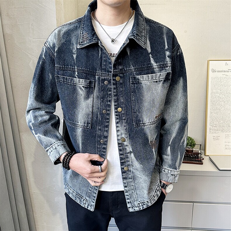 C317-59931-P1452025春季新款渐变水洗重工艺牛仔夹克外套男,男装工装外套,电商C317
