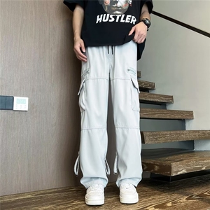 多口袋工装裤男秋季潮流直筒宽松休闲裤小众拖地裤K5723-P37图片