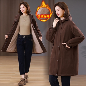 时尚宽松显瘦长款派克服女冬季新款加厚保暖外套大码女装棉服图片