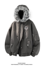 [现货]加厚派克服棉衣印花可拆卸毛领工装男DT53085-TP120208，男装棉衣，电商A102