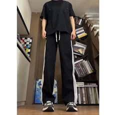 美式高街牛仔裤男2026春秋新款松紧腰宽松直筒裤子K6631-P43，男装牛仔裤，星座412-3