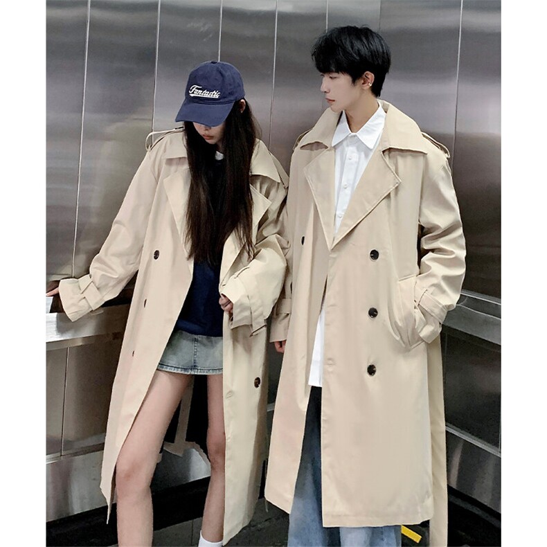 秋季双排扣中长款风衣Q5579-TP75不韩系情侣款休闲长外套男，男装风衣，电商A102